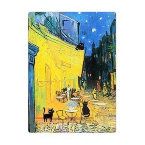 Van Gogh Cafe Terrace at Night Black Cat Magnet
